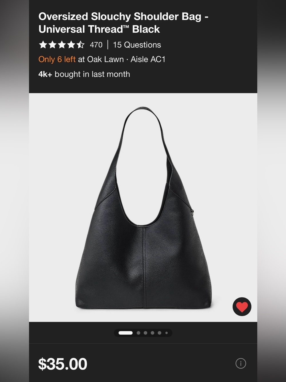 Target Black Oversized Slouchy Shoulder Bag